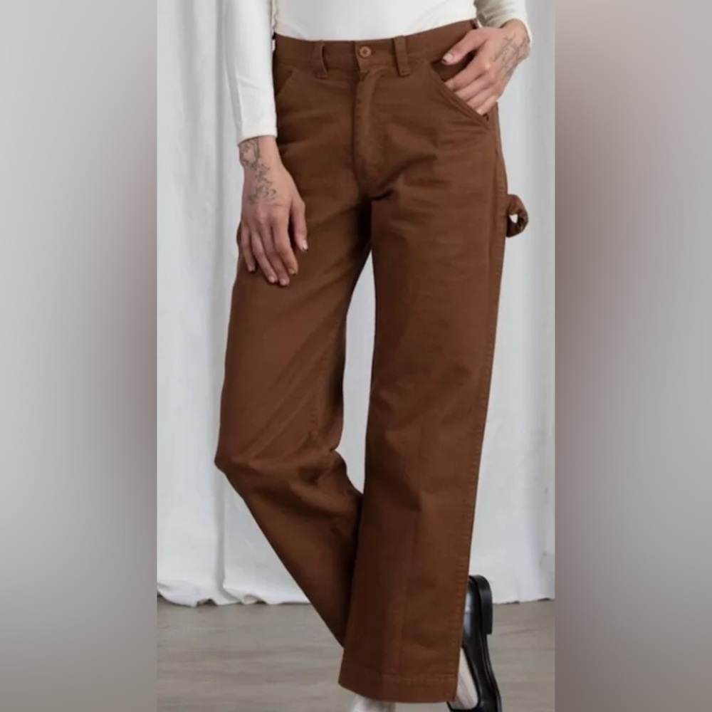 Ali Golden Copper Brown Straight-Leg Utility Pants